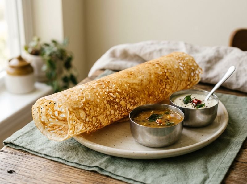Knusprige goldbraune Dosa